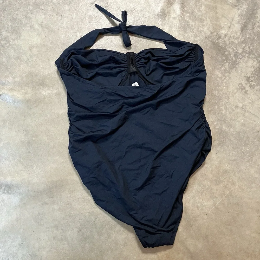 Old Navy Swimsuit Womens Plus Size 3X Navy Blue One Piece Halter Beach Resort‎
